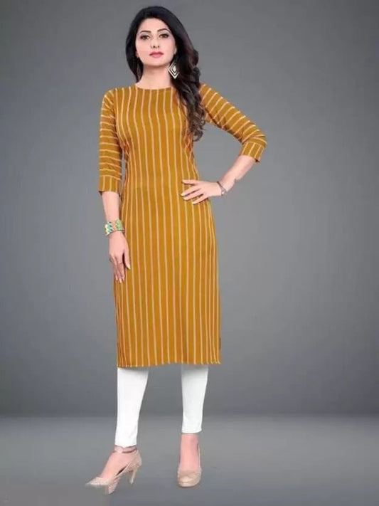 Crepe Striped Kurti for Women (Yellow, S) 1457