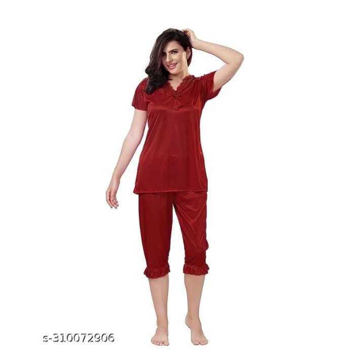 Women Night Suit (Maroon, S) 16822