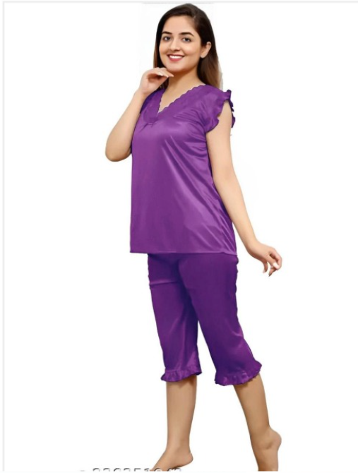 Women Night Suit (Purple, S) 16822