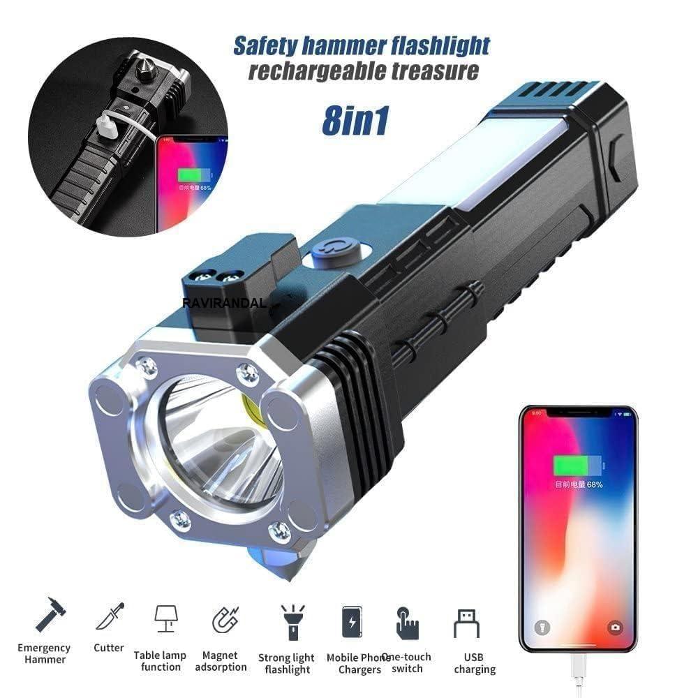8 in 1 Portable Rechargeable Torch LED Flashlight 18052