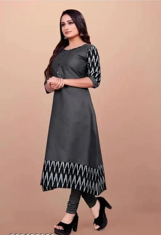 Women Solid Cotton Gown (Grey) 19199