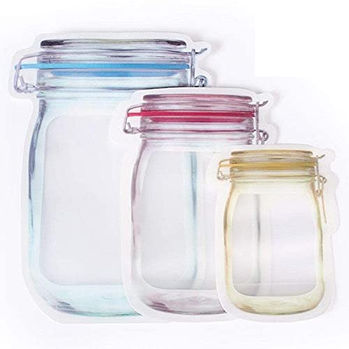 Jar Bottle Bags, Food Storage Bags Snack Sandwich Zip Bags Reusable Airtight Saddle Storage Bags Leakproof Food Saver Bags for Travel Camp Picnic, Multidesigned (3 Pcs) 19357