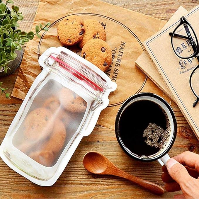 Jar Bottle Bags, Food Storage Bags Snack Sandwich Zip Bags Reusable Airtight Saddle Storage Bags Leakproof Food Saver Bags for Travel Camp Picnic, Multidesigned (3 Pcs) 19357