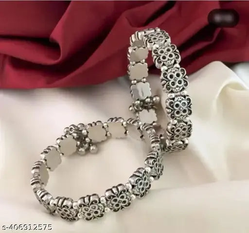 Silver Sterling Silver Kada  (Pack of 2) 13069