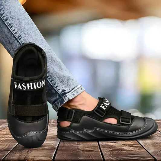 Black Leather Sandal 18894