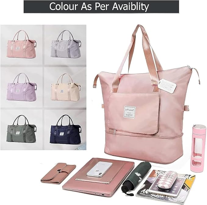 Expandable Folding Travel Bag for Women, Luggage Bag for Travel (Multicolor) 4485