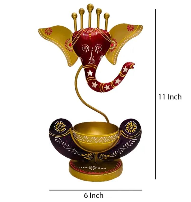 Intricately Crafted Spiritual Decor Ganesha with Tealight Candle Holder k72d12-5v