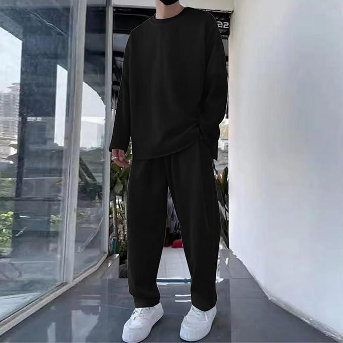 Men's Solid Round Neck Co-ord Set k72d12-5v