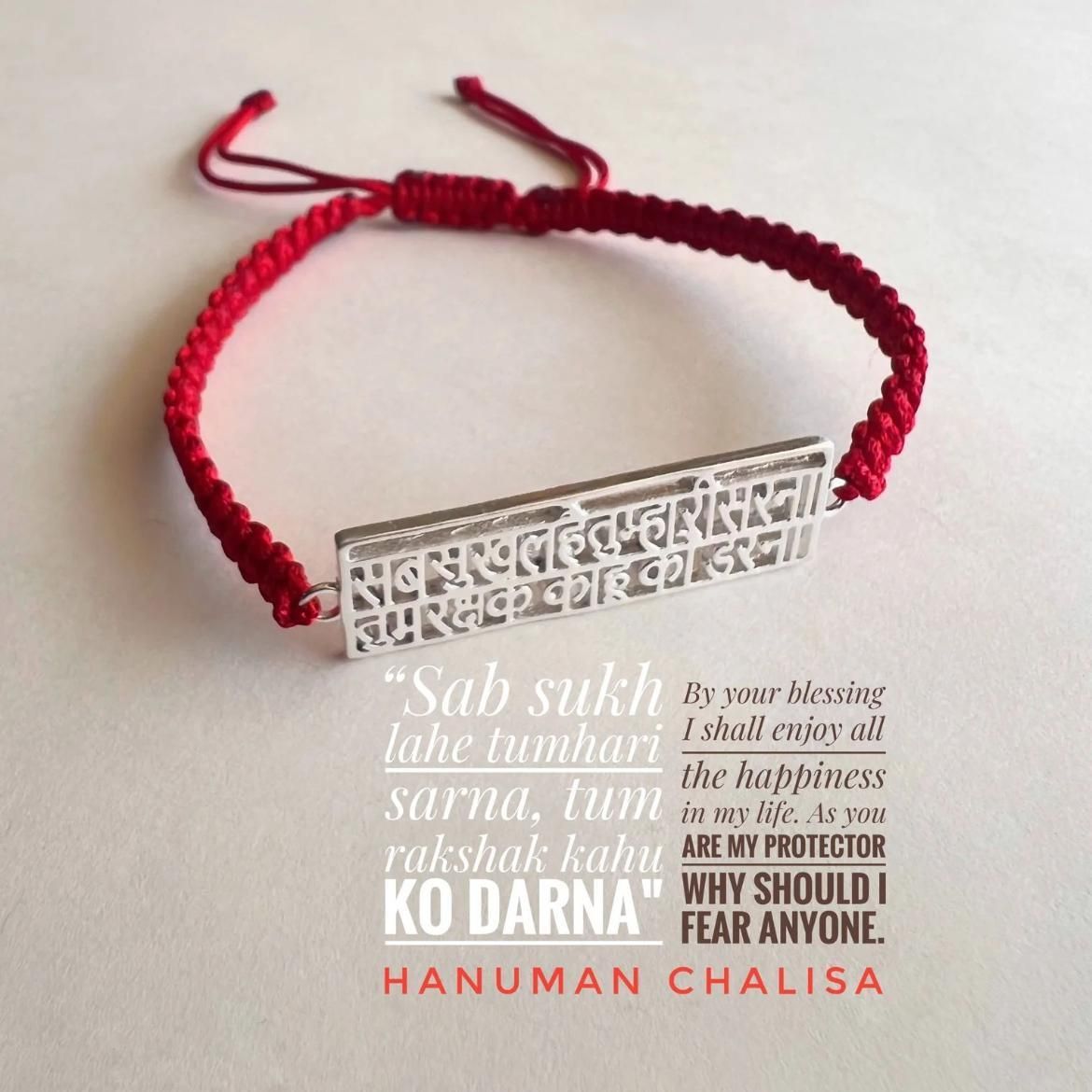 Hanuman Chalisa Protection Silver Plated Bracelet k72d12-5v
