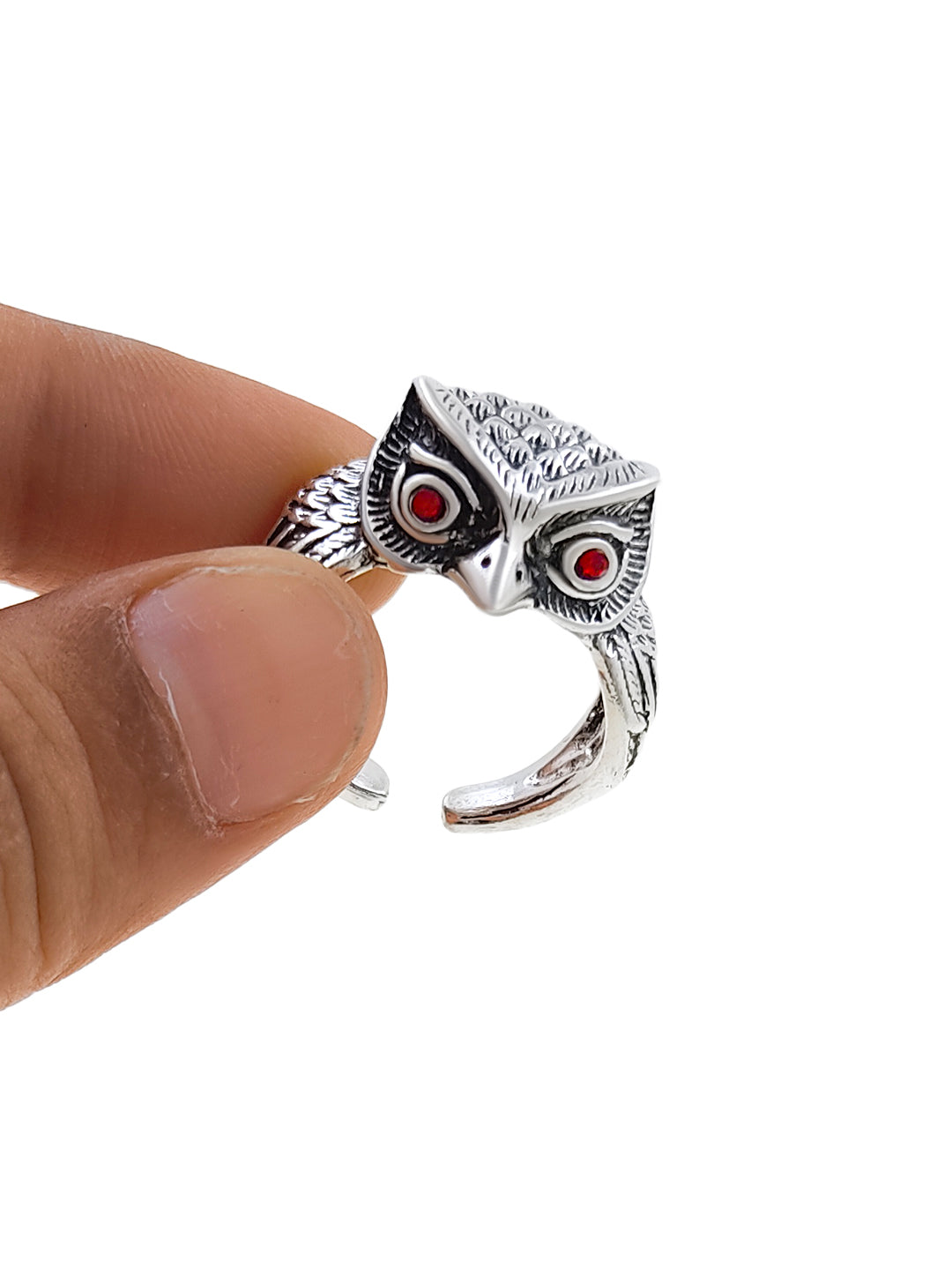 Saizen Silver Rings for Men Owl Face Ring k72d12-5v