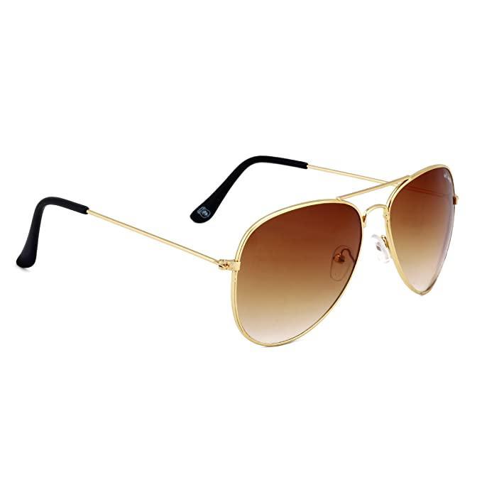 Unisex Brown Golden Aviator Sunglass k72d12-5v