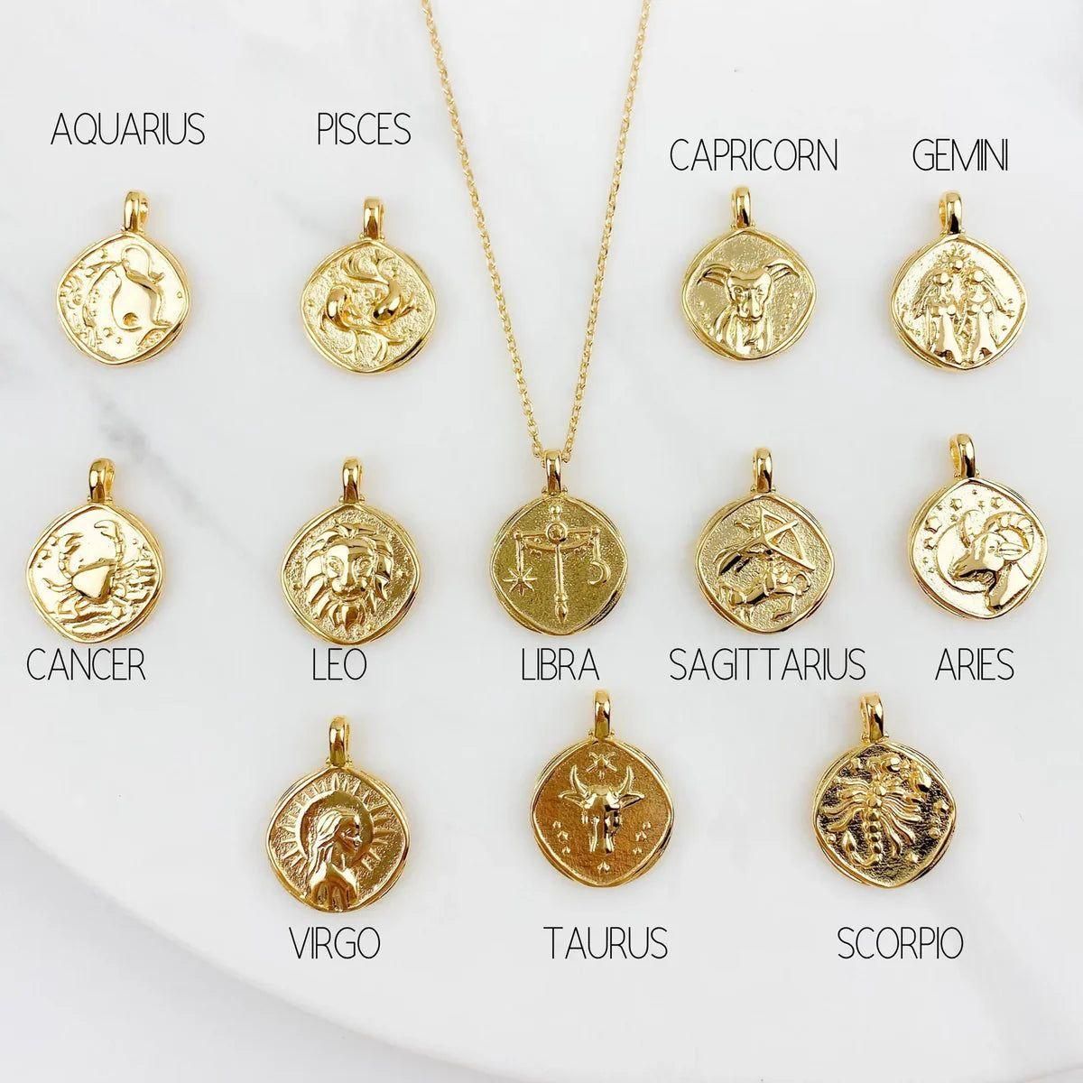 Gold Plated Zodiac Sign Necklace k72d12-5v