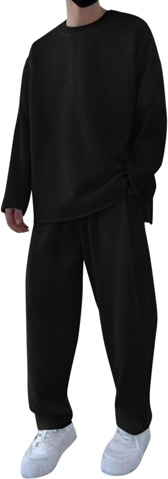 Men's Solid Round Neck Co-ord Set k72d12-5v