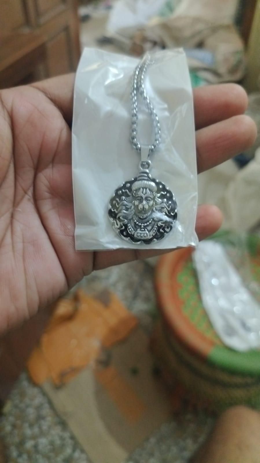 Hanuman Ji Pendant Oxodaised Silver Chain k72d12-5v