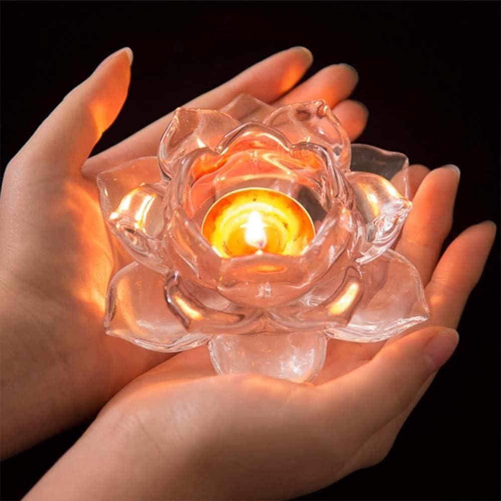 Glass Lotus Flower Tea Light Candle Holder Set k72d12-5v