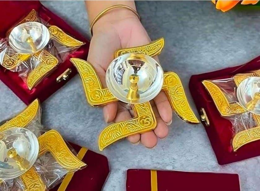 Brass Swastik Diya k72d12-5v