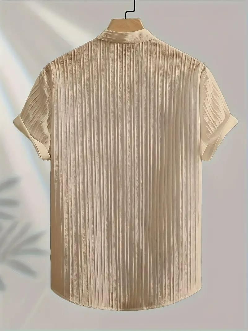 Men's Solid Retro Short Sleeves Button-Up Shirt Pack of 3 k72d12-5v