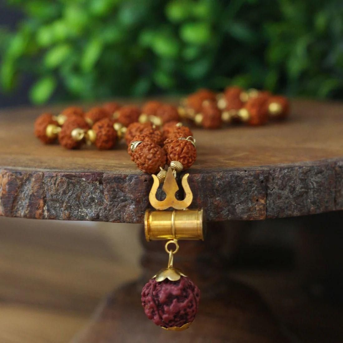 Shiv Trishul Penfant with Rudraksha Chain k72d12-5v