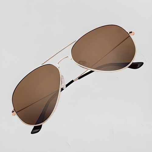 Unisex Brown Golden Aviator Sunglass k72d12-5v