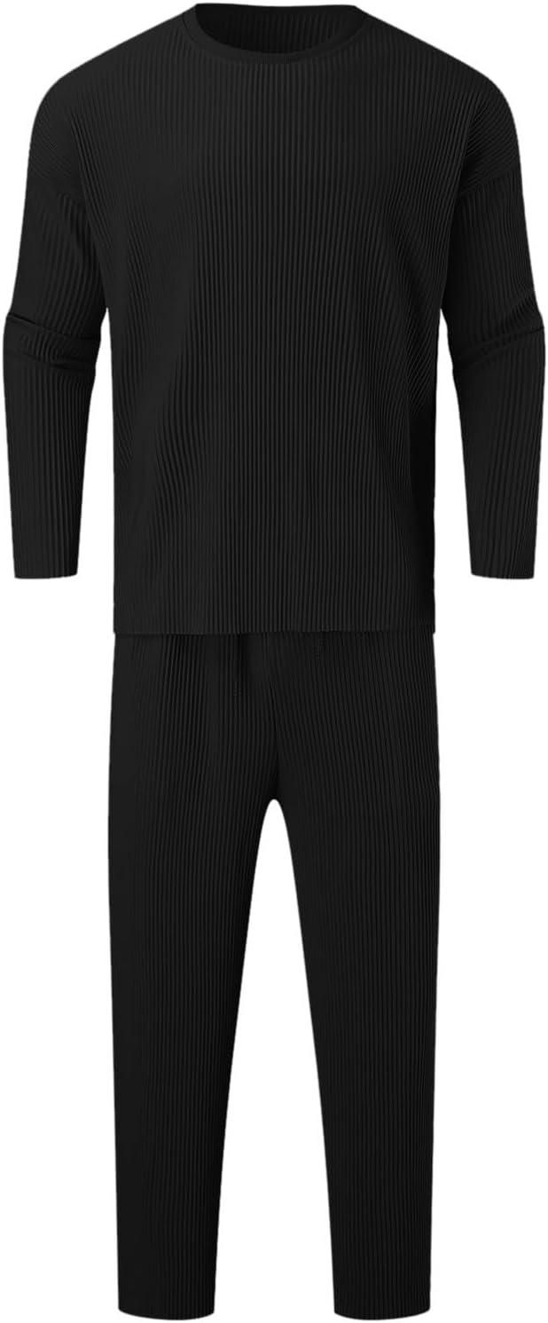 Men's Solid Round Neck Co-ord Set k72d12-5v