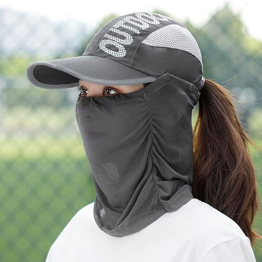 Sun Cap with Detachable Cotton Face Cover For Women k72d12-5v