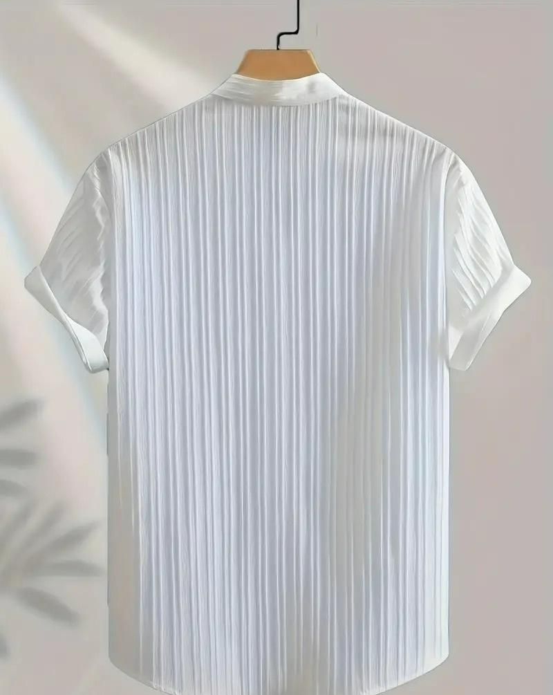 Men's Solid Retro Short Sleeves Button-Up Shirt Pack of 3 k72d12-5v
