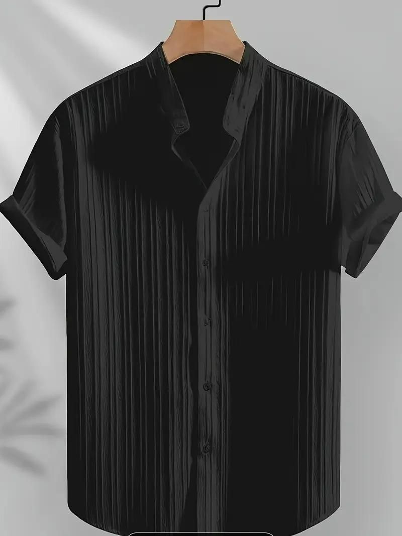 Men's Solid Retro Short Sleeves Button-Up Shirt Pack of 3 k72d12-5v