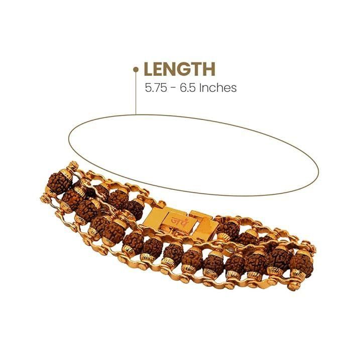 Genuine Paanch Mukhi Modern Rudraksha Bracelet With Gold Plating. k72d12-5v