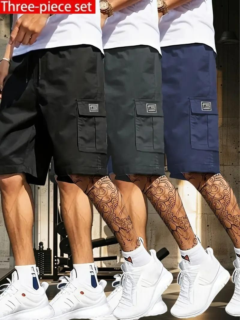 Men's Cotton Casual Cargo Shorts Pack of 3 k72d12-5v