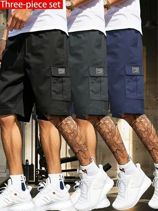 Men's Cotton Casual Cargo Shorts Pack of 3 k72d12-5v