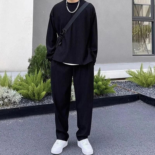 Men's Solid Round Neck Co-ord Set k72d12-5v