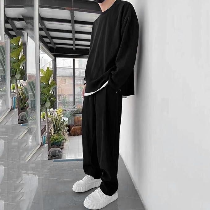 Men's Solid Round Neck Co-ord Set k72d12-5v