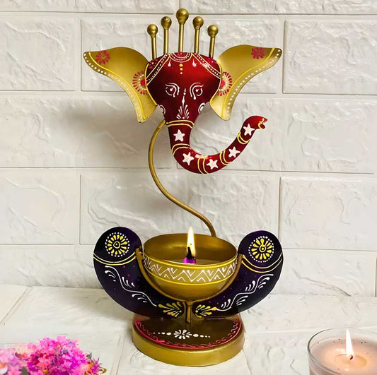 Intricately Crafted Spiritual Decor Ganesha with Tealight Candle Holder k72d12-5v