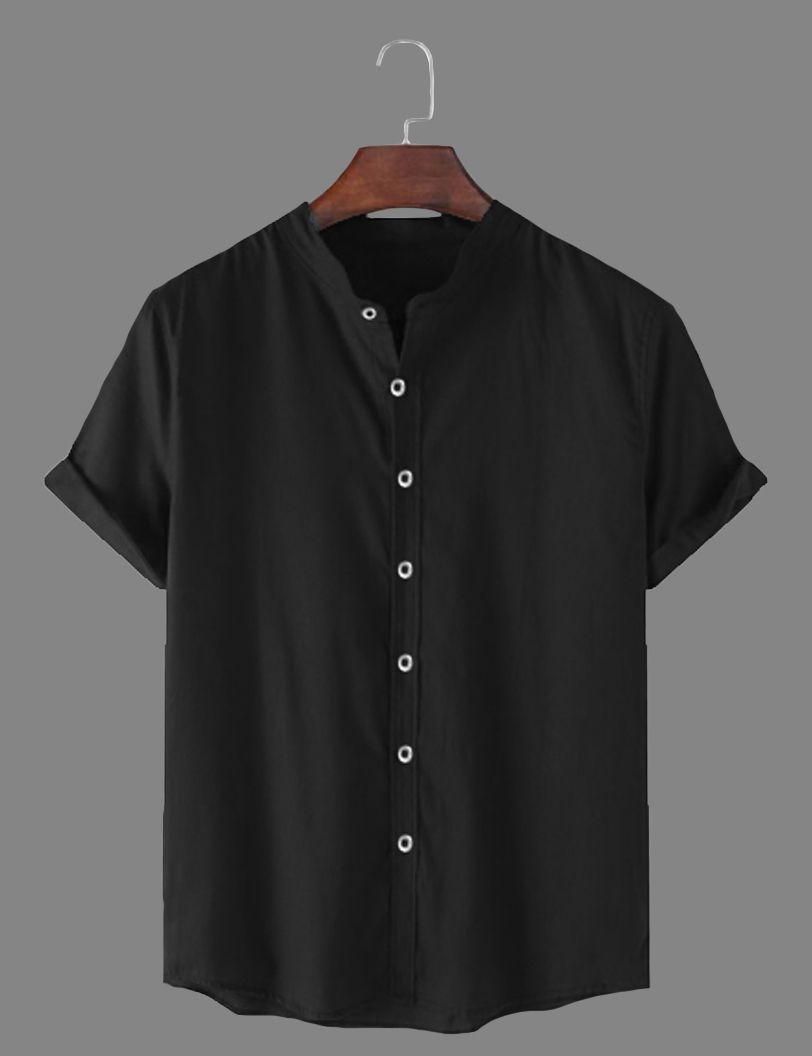 TRYTHIS Cotton Solid Half Sleeves Polo Neck Mens Shirt k72d12-5v