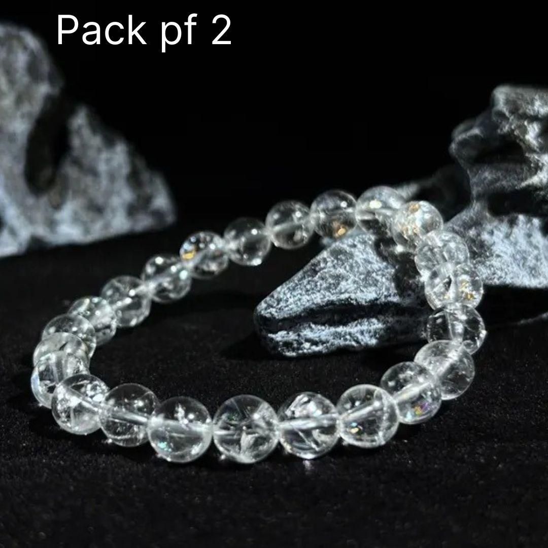 Majestic Crystals Clear Quartz Beaded Bracelet (Pack of 2) k72d12-5v