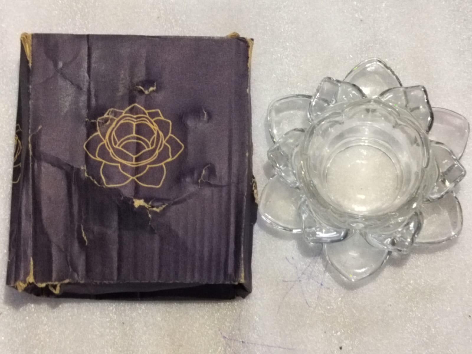 Glass Lotus Flower Tea Light Candle Holder Set k72d12-5v