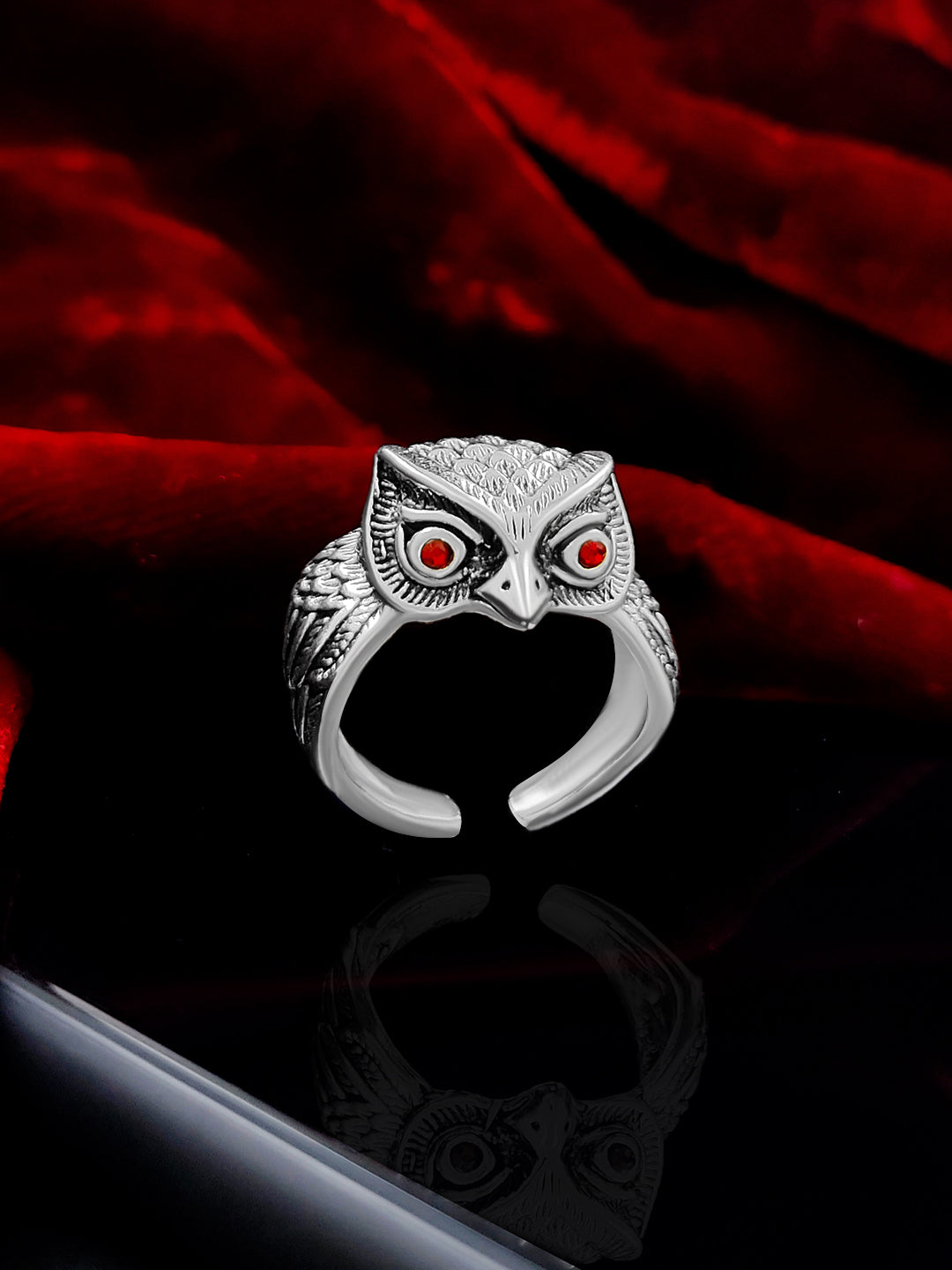 Saizen Silver Rings for Men Owl Face Ring k72d12-5v