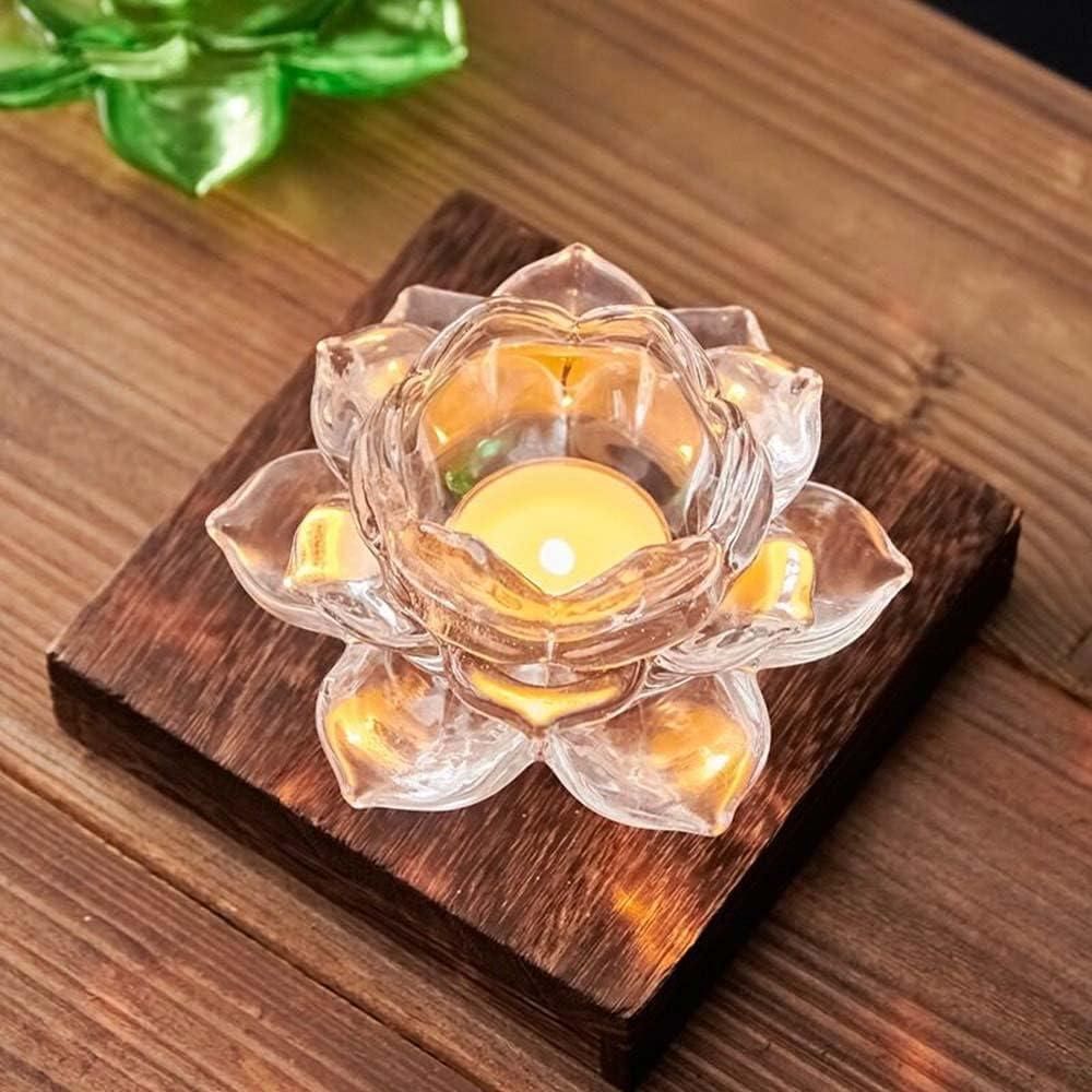 Glass Lotus Flower Tea Light Candle Holder Set k72d12-5v