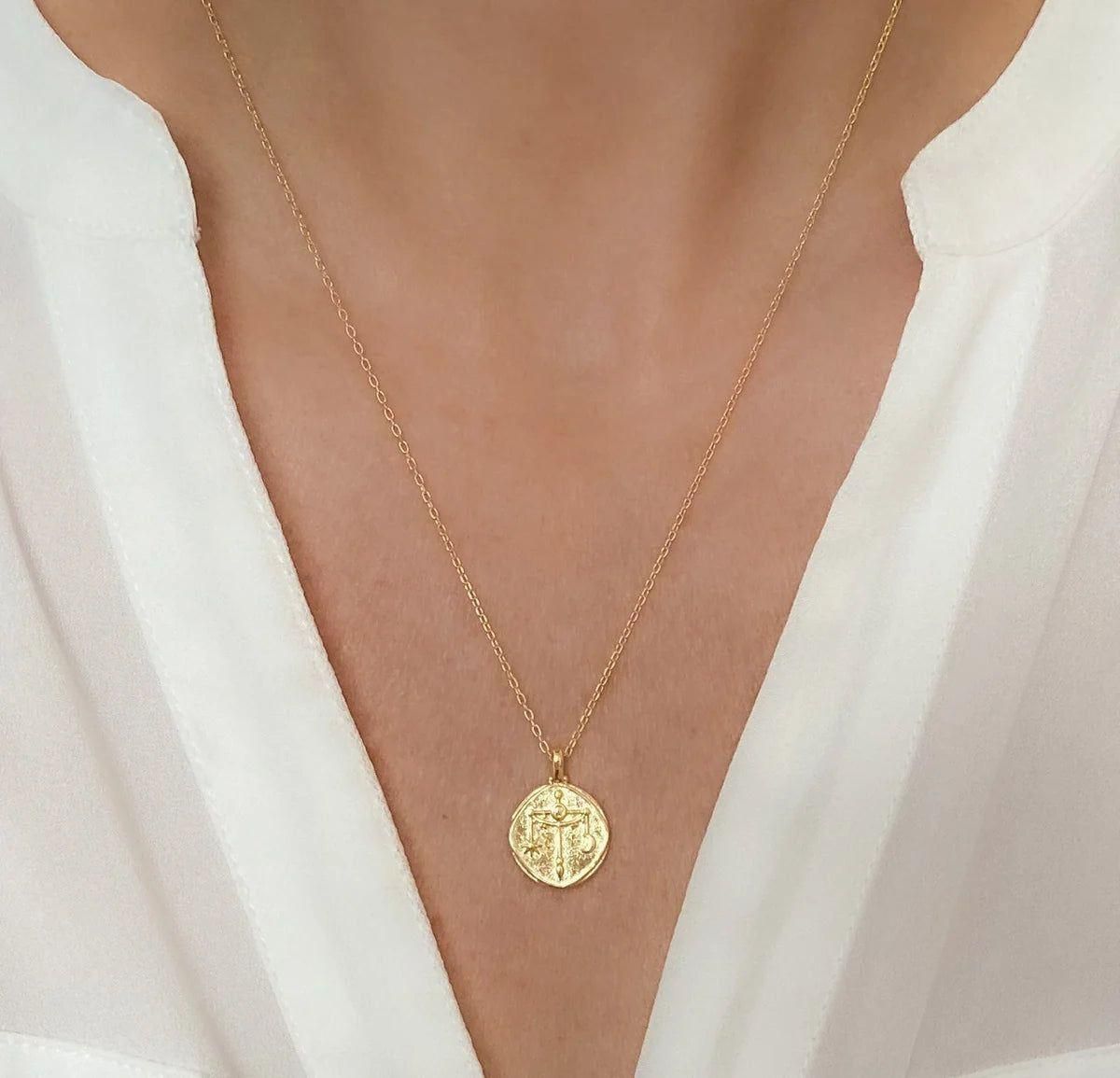 Gold Plated Zodiac Sign Necklace k72d12-5v