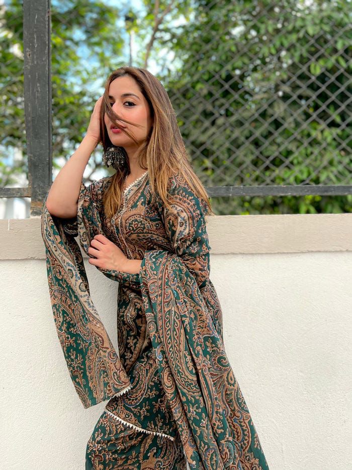 Green Paisley Print Cotton Suit Set Dream Cather