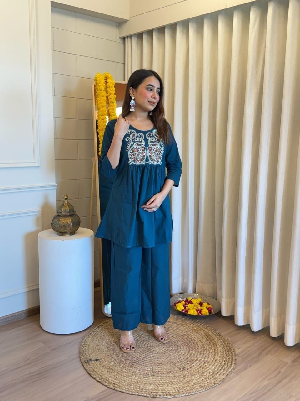 Embroidered Cord Set with Pants – Stylish & Comfortable Outfit for Women Dream Cather