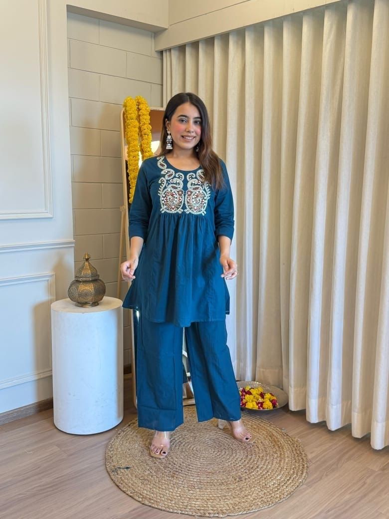 Embroidered Cord Set with Pants – Stylish & Comfortable Outfit for Women Dream Cather