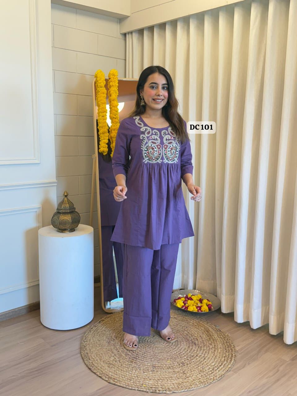 Embroidered Cord Set with Pants – Stylish & Comfortable Outfit for Women Dream Cather