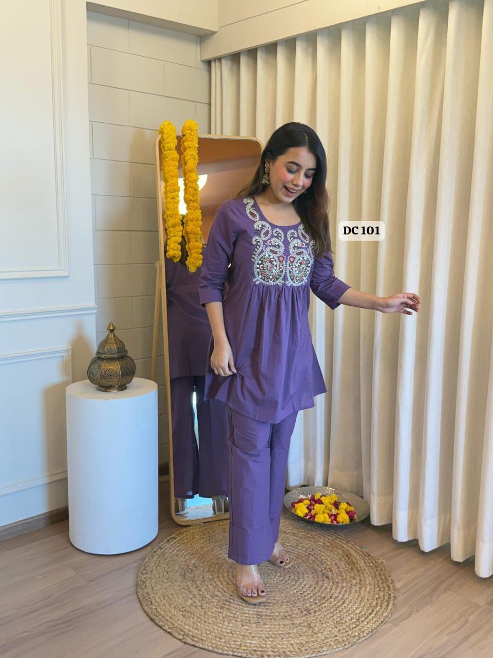 Embroidered Cord Set with Pants – Stylish & Comfortable Outfit for Women Dream Cather