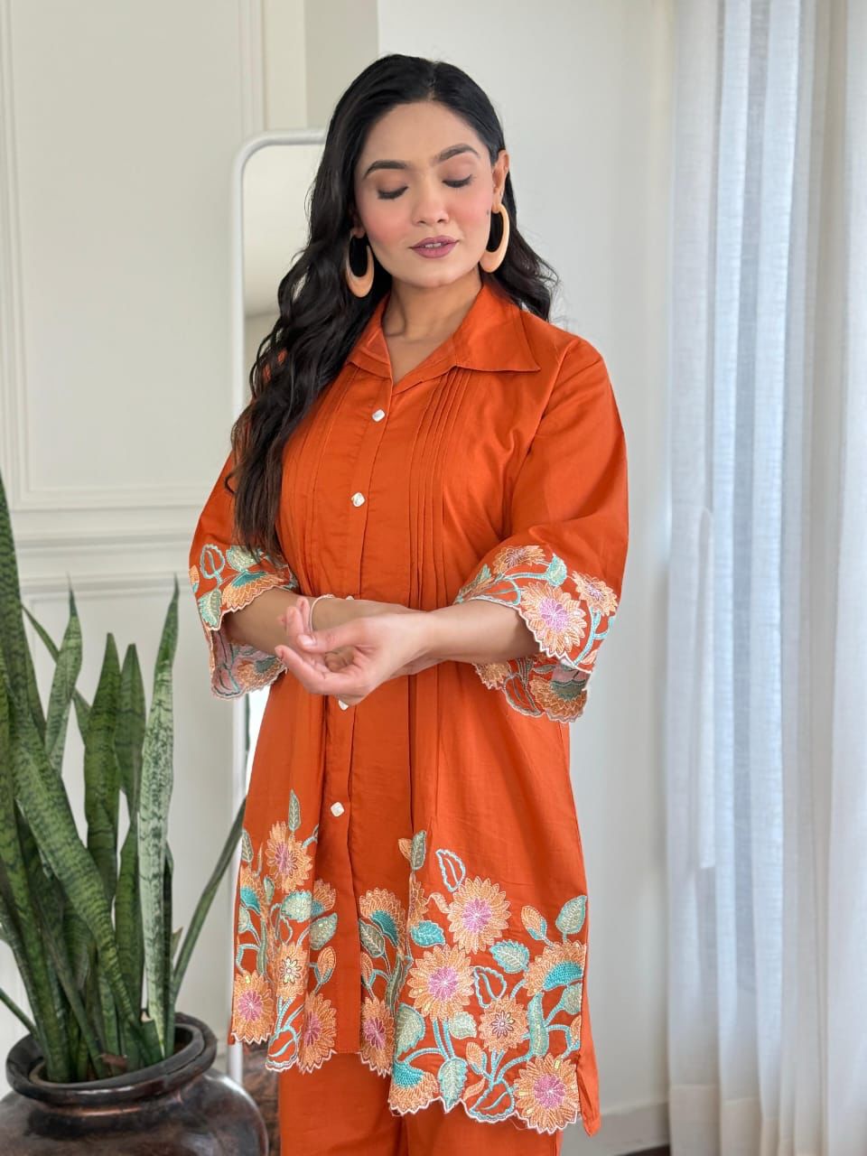 Embroidered Cord Set with Pant – Pure Cotton Kurti Set for Women Dream Cather