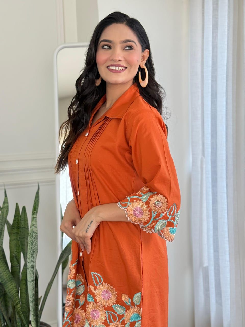 Embroidered Cord Set with Pant – Pure Cotton Kurti Set for Women Dream Cather