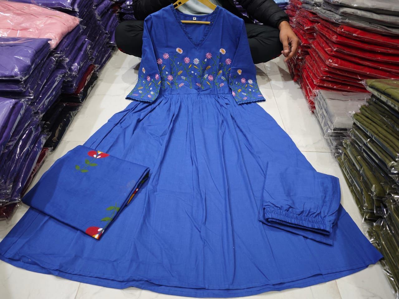 Strength Kurta Style Set with Embroidery & Malmal Dupatta Dream Cather