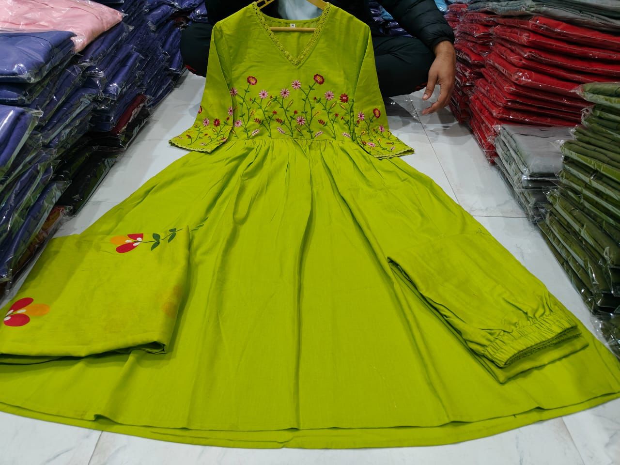 Strength Kurta Style Set with Embroidery & Malmal Dupatta Dream Cather