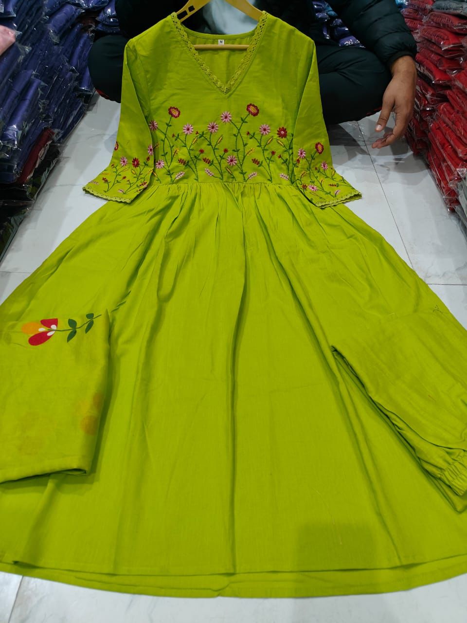 Strength Kurta Style Set with Embroidery & Malmal Dupatta Dream Cather