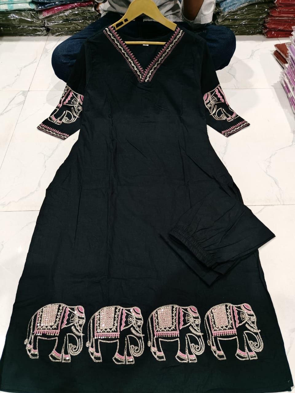 Sequin Embroidered Cord Set with Pant – Pure Cotton Kurti Set for Women Dream Cather